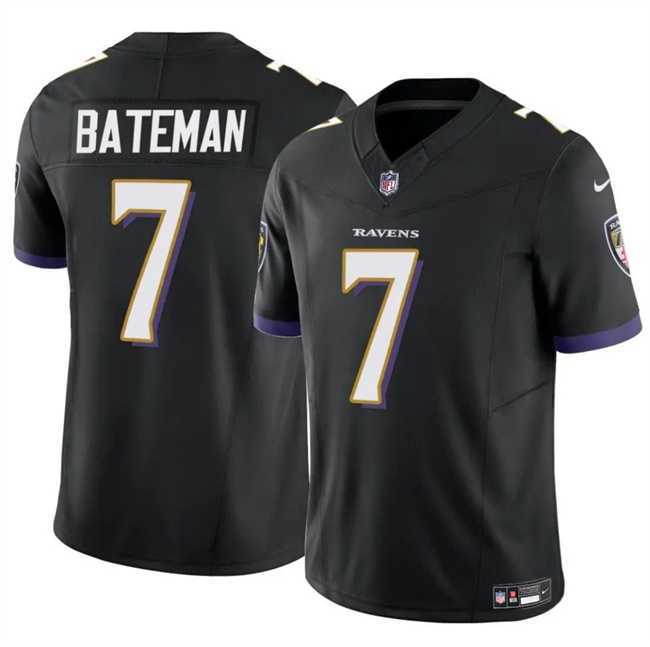 Men & Women & Youth Baltimore Ravens #7 Rashod Bateman Black 2023 F.U.S.E Vapor Limited Jersey->baltimore ravens->NFL Jersey